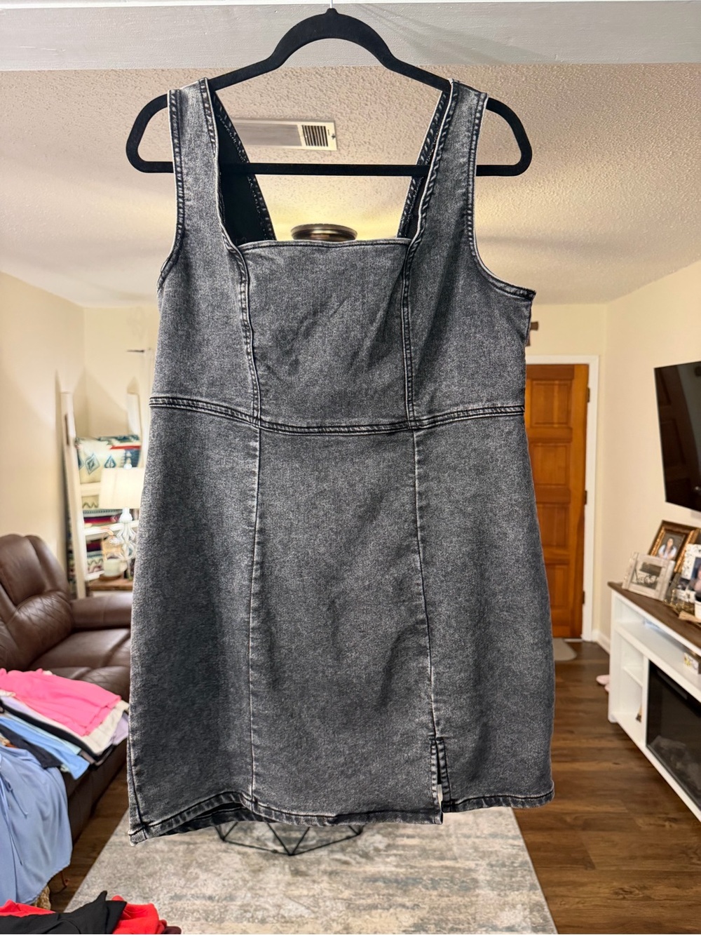 No Boundaries Charcoal Gray Denim Dress